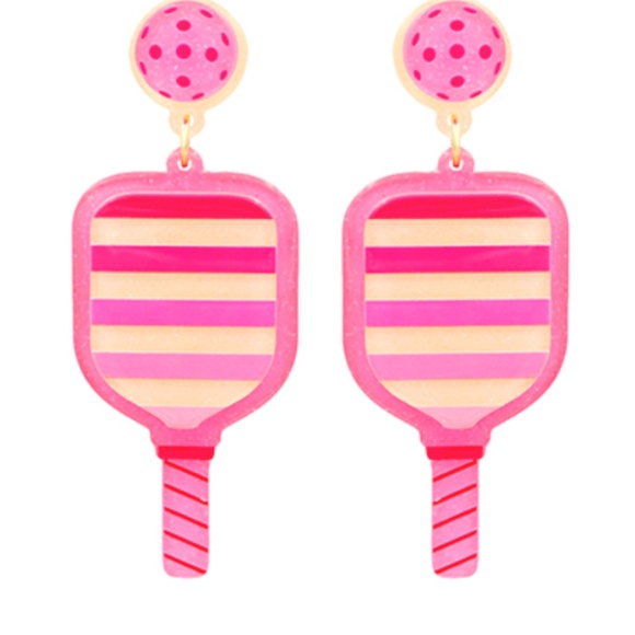 Stripe Pickleball Earrings - Picture 2 of 2